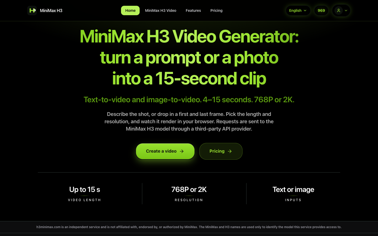 MiniMax H3 Video Generator (h3minimax.com) - Product Image